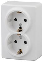 Розетка с заземлением накладная Эра Эксперт 2-м. белый картинка